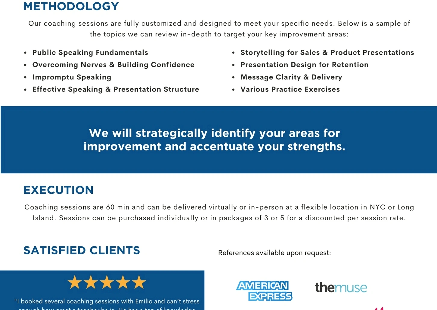 Professional public speaking coaching session